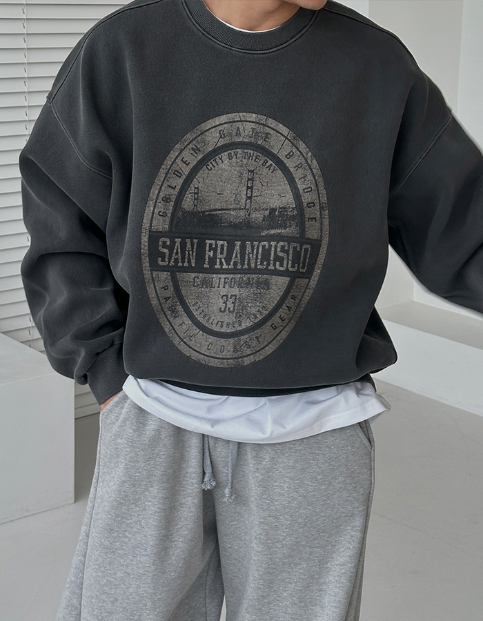 피그먼트 SAN FRANCISCO 프린팅 맨투맨 (5Color)