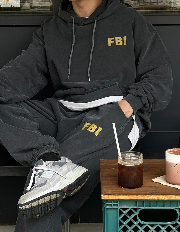 FBI 피그먼트 셋업 오버 후드티(2Color)