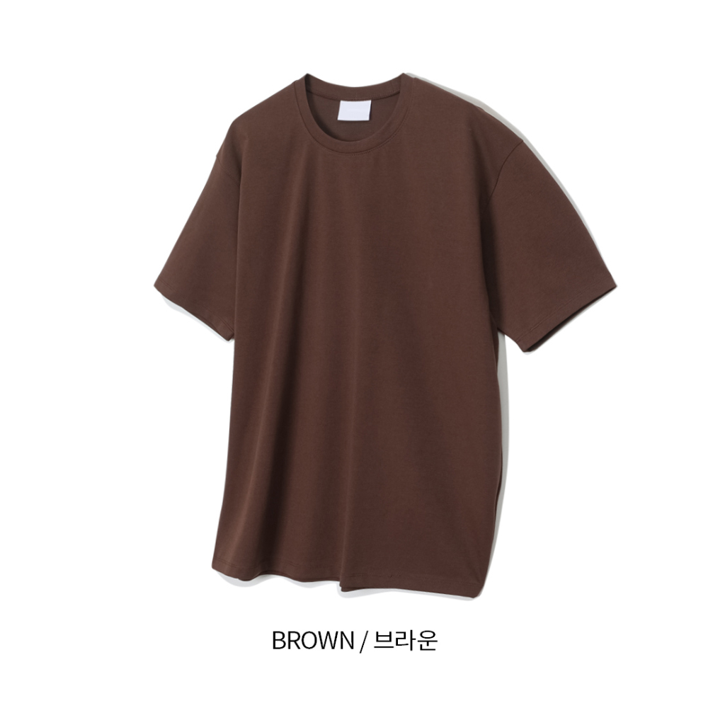 반팔 티셔츠 브라운 색상 이미지-S1L39